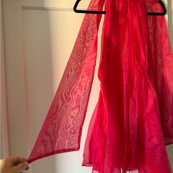 Zara hot pink/red organza mini dress size M - Picture 6 of 11